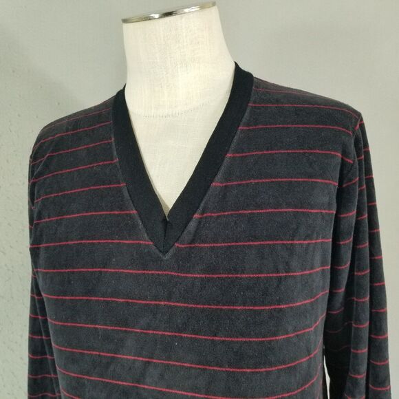 Macy's Men's Store velour sweater men's medium black long sleeve vintage 1980s - Picture 6 of 11